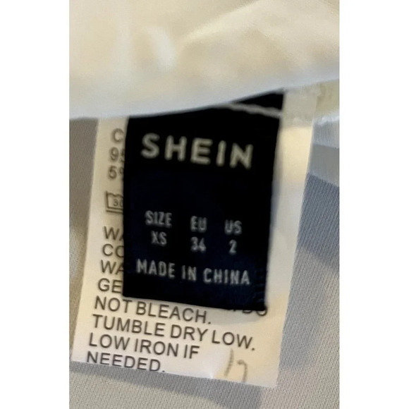 Shein White Embellished V Neck Blouse Top XS - Picture 5 of 5